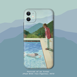 大卫霍克尼iPhone13/15艺术家肖像油画14promax游泳池全包手机壳