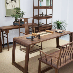 新中式古琴桌凳共鸣琴桌实木双人古筝桌禅意书法书画国学桌