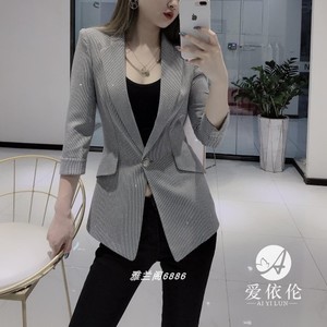 AIYILUN爱依伦202 3秋冬季小西装女千鸟格子修身气质外套西服女