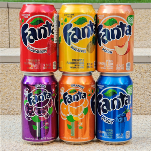 美国进口易拉听装芬达果味苏打汽水饮品碳酸饮料可混装FANTA SODA
