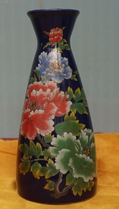 收藏酒瓶 彩色牡丹蓝釉景德镇酒瓶高14.5厘米3两装 原物拍照瓶ee