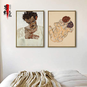 埃贡席勒油画抽象人像装饰画客厅欧式建筑壁画书房餐厅卧室挂画