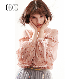 Oece2019春装新款女装+很仙的雪纺衫上衣夏衬衫心机超仙