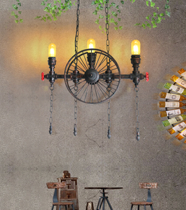 复古工业风车轮水管灯装饰餐厅清吧灯创意个性酒吧咖啡厅个性吊灯