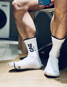 D.M男袜 潮流时尚DAD字母个性中筒袜 棉质运动篮球体育生黑白毛圈