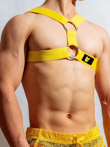 D.M男胸带 金属环纯色性感男士弹力肩带背带 肌肉男派对狂欢装饰