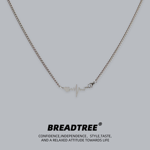 BREADTREE饰品 小众简约钛钢心电图项链网红同款男女配饰情侣吊坠