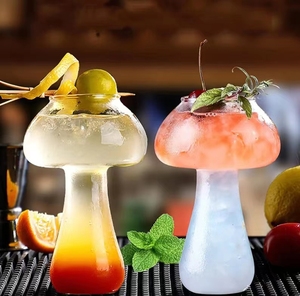 蘑菇杯玻璃红酒杯鸡尾酒杯子 创意ktv酒吧专用 网红果汁饮料杯子