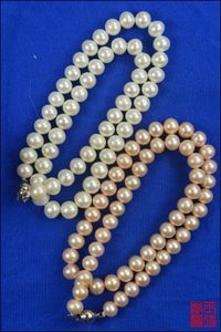 淡水珍珠项链 正品正圆 表面光滑 包邮 白色粉色 7.5毫米