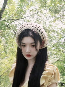 FF 韩国孔雪儿同款法式复古三角头巾女包头ins风甜美网红针织发带