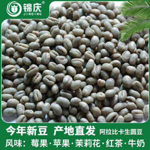 锦庆反复挑选水洗云南小粒咖啡生豆保山阿拉比卡绿咖啡圆豆1磅