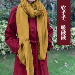 藏式秋冬季八吉祥中国风围巾保暖围脖大披肩藏红禅修打坐百搭批单