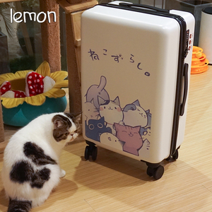卡通猫咪行李箱女日系20寸拉杆箱小清新旅行箱万向轮24寸登机箱子