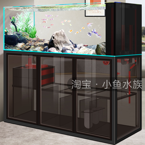 新款水草缸超白玻璃溪流缸客厅小型鱼缸轻奢底滤免换水生态水族箱
