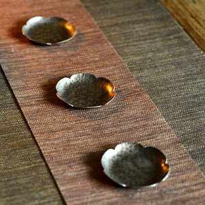 复古青铜茶杯垫纯铜茶托日式手工锤纹茶杯垫个性创意花瓣茶托配件