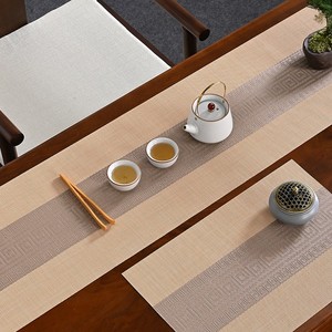 新中式桌旗茶几桌布禅意茶席防水茶垫餐桌茶台轻奢高端旗布长条布