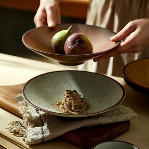 日式复古粗陶斗笠碗拉面碗家用个性陶瓷汤碗米饭碗甜品碗凉拌菜碗