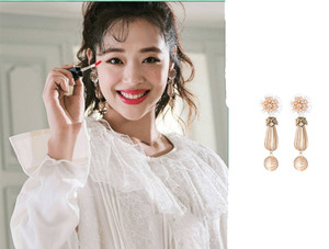 韩国正品代购jewel county 崔雪莉同款 花朵珍珠柱状淑女甜美耳环
