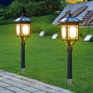 新中式太阳能灯户外庭院灯led防水草地灯地插家用花园别墅草坪灯
