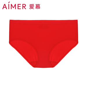 爱慕正品棉莫 代尔性感舒适红色本命年女士中腰平角内裤AM236691