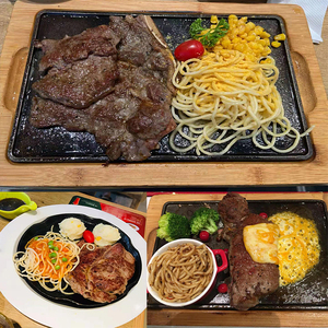 战斧牛排盘平烤板专用盘法式西餐厅保温煎牛排盘铁板烧盘商用烤盘