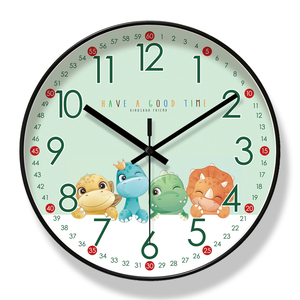 易普拉8206挂钟客厅钟表简约小恐龙家用时钟表现代静音扫秒石英钟