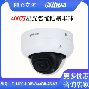 大华400W星光报警防暴录音半球网络摄像机DH-IPC-HDBW4443R-AS-V3