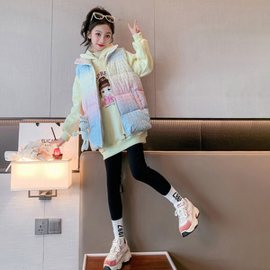 女童马甲套装2023新款韩版洋气儿童中大童装女孩加棉加厚卫衣冬装