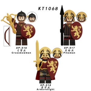 KT1068中古世纪兰尼斯特重甲弓弩长枪兵拼装积木人仔儿童益智玩具