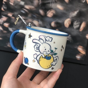 星巴克中秋节水杯子2019新款月球探险带搅拌勺棒陶瓷咖啡马克杯组