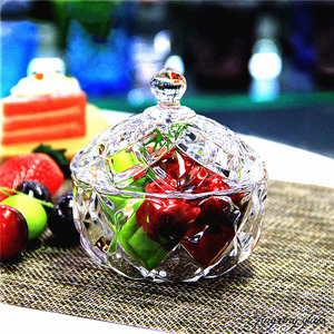 水晶玻璃碗迷你果盘碟有盖带盖小精致水果盘杯零食盒糖果罐高颜值