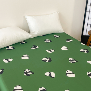 熊猫胖达 卡通插画原创设计新疆长绒棉60支床单纯棉床笠单件定制