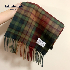 现货英国Edinburgh正品羊毛围巾秋天色复古英伦格子流苏围巾礼物