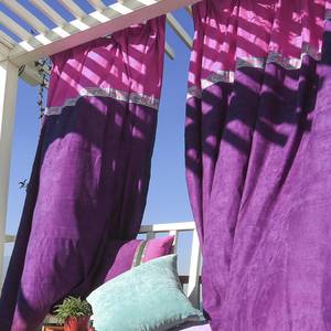 美物特原创异域风情高档定制麂皮绒遮光窗帘客厅卧室紫色双拼布艺
