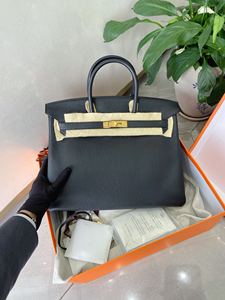 二手奢侈品正品女包 Hermes birkin35爱马仕黑金 togo皮手提包