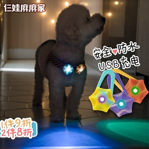 莱诺极光宠物灯遛狗灯USB充电狗狗夜行灯发光吊坠LED闪光项圈防水