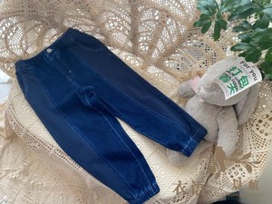 110和130cm 纯柜 女童苍穹蓝拼接氨棉针织牛仔深档好版型束脚长裤