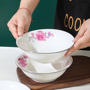 家用陶瓷斗笠碗6/7/8英寸拉面碗餐具汤碗面馆沙拉碗加厚面碗特价