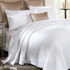 特惠纯棉水洗绗缝的被子三件套空调被夏凉被全棉纯色双人床盖床单
