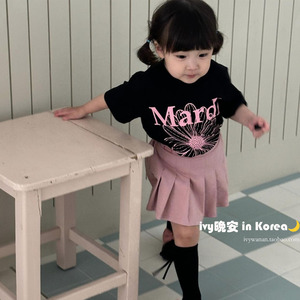 韩国代购正品 Mardi小雏菊印花男女童装圆领24年春夏新款短袖T恤