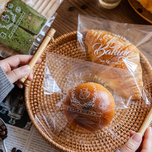 自封透明英文长条小面包包装袋子烘焙切片吐司自粘欧包贝果包装袋