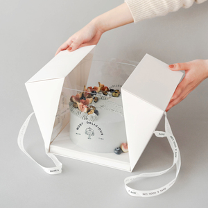 6/8寸手提透明生日蛋糕纸盒子方形高档奶油慕斯打包装一次性定制