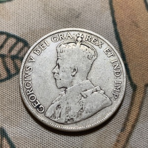 加拿大 英属 纽芬兰 乔治五世 1919年 50分半圆银币外国银元