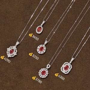 天然鸽血红红宝石吊坠成品18k金钻石项链珠宝定制均有库存