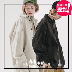 5色韩国设计师品牌WV PROJECT韩版纯色灯芯绒男女厚衬衫可做外套
