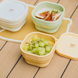 树可轻行硅胶折叠小方碗便携旅行户外专用露营餐具饭碗食品级饭盒