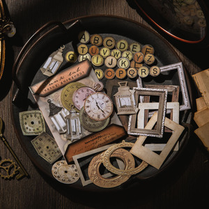 复古手账素材镂空硬卡 齿轮钟表钥匙镜框造型手帐拼贴装饰素材纸