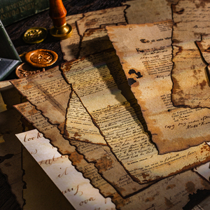 艺术手帐素材异形做旧书页 复古英文报纸怀旧地图手帐装饰打底纸