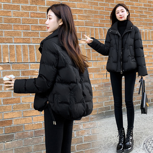 2023新款女装冬季韩版短款羽绒服女小个子黑色显瘦白鸭绒外套立领