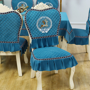 欧式餐椅套椅子垫套装布艺防滑加大加厚圆桌布凳子靠背罩2023新款